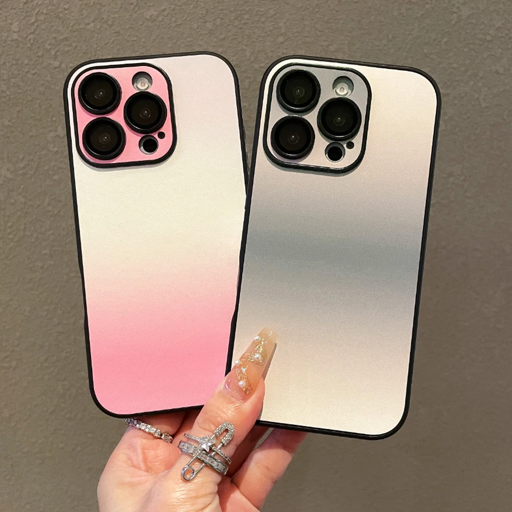 

Gradient Leather Cortex Pattern Phone Case For iPhone 11 12 13 14 15 16 Pro Max Plus Shockproof Protective Bumper Cases Cover