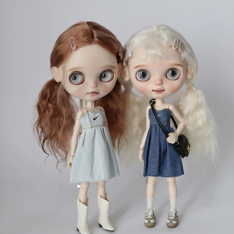 YESTARY Blythe Clothes BJD Doll Accessories For Denim Dress DIY Handmade Fashion Doll Clothing For Obitsu 24 Blythe Girls Gifts