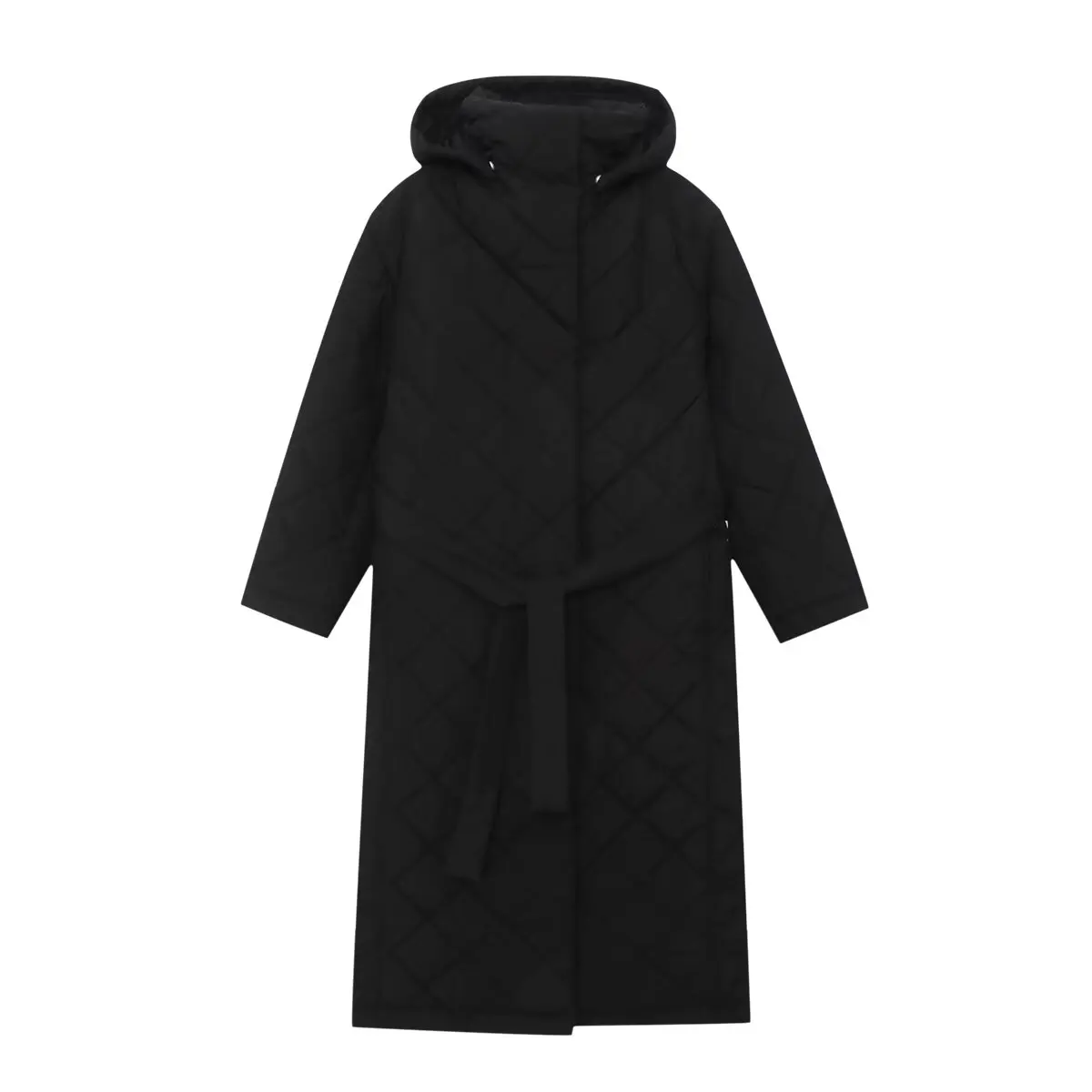 2025 New Women's Long Hooded Thiened Warm Cotton Jaet over Knee Length Commute Sle Zipper Closure  Color Cotton Coat