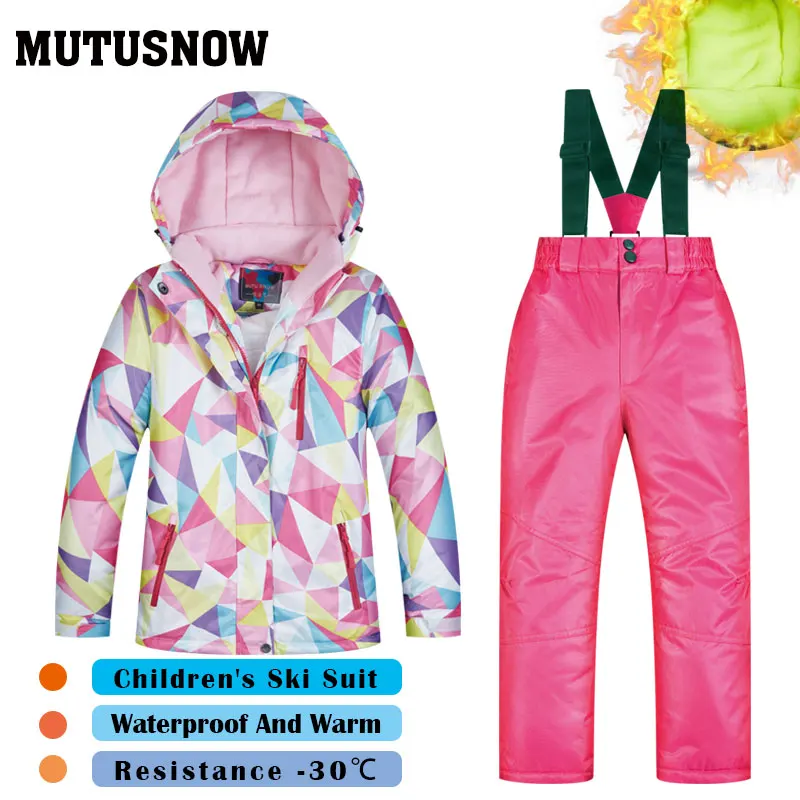 Ski Suit Girls Brands High Quality Skiwear Windproof Waterproof Snow Jacket Pants Warm Child Winter Children's Snowboard Suit