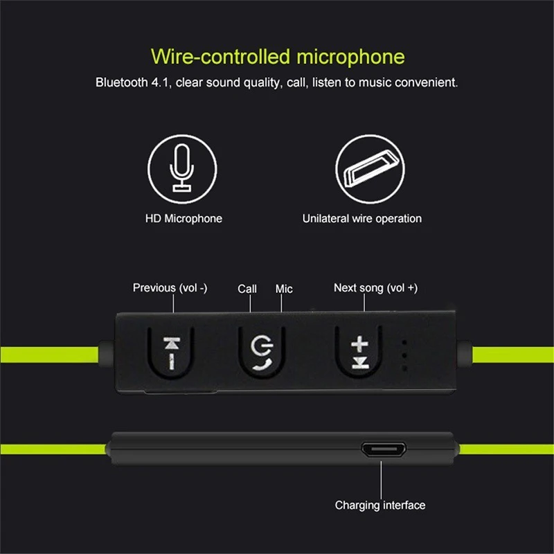 RT558 Wireless Anti-lost Earphone Bluetooth-compatible Headset Wire-controlled Music Earplugs in-ear Sports Earphones with Mic