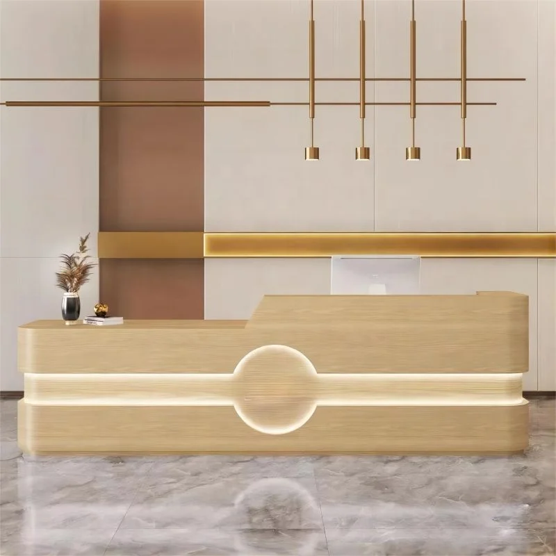

Custom Reception Counter Desk Luxury Hotel Front Desk Reception Counter Checkout Wooden Table