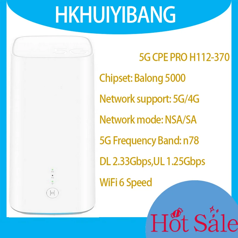 HUA WEI 5G WiFi Router H112-370 With Sim Card Unlocked Wireless Modem 5G SA NSA Mobile WiFi 6 Gigabit CPE Support N78 4G LTE