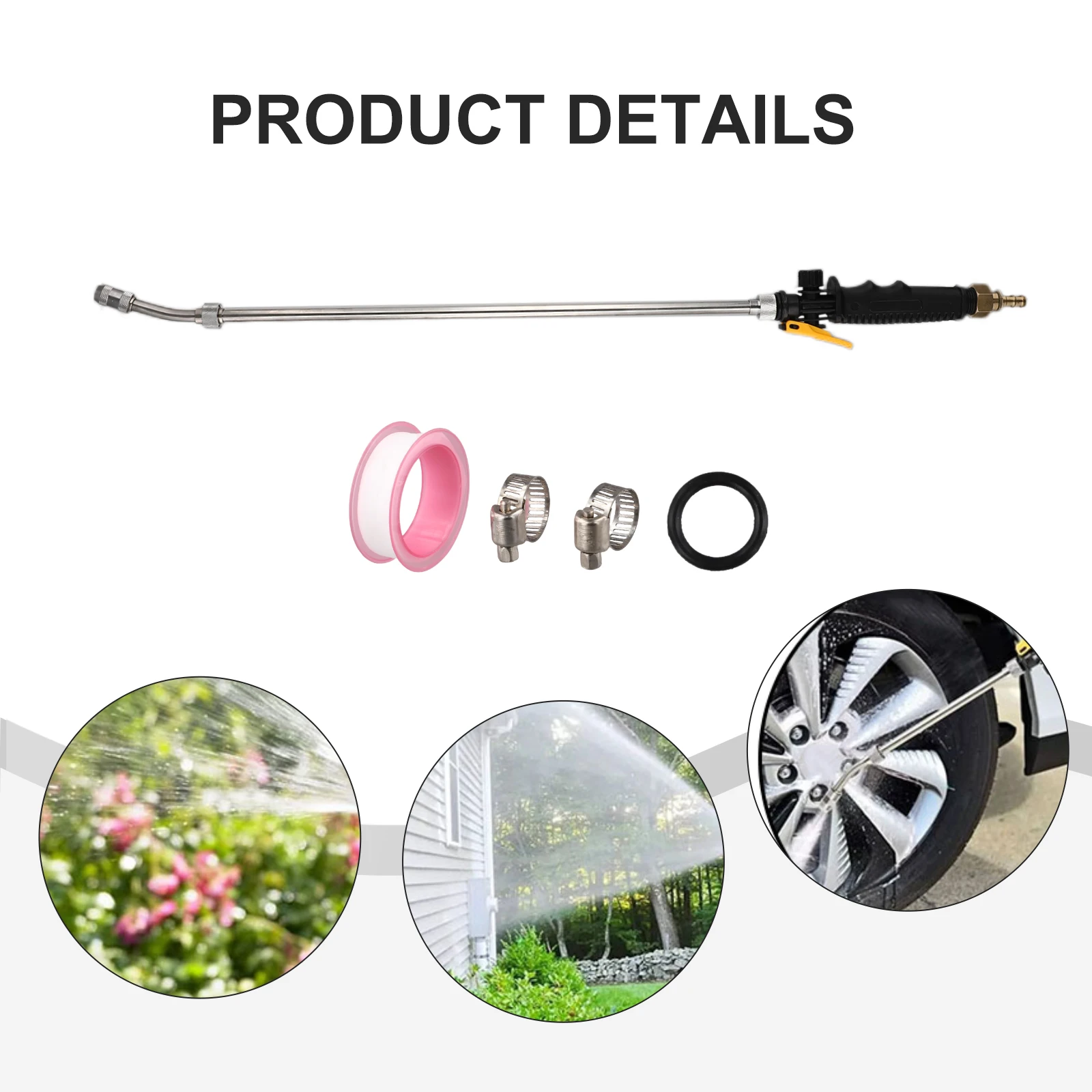 Spray Bar Replacement 38 Inch Brass Barb with Stainless Steel Wand and Hose Clamps for Outdoor Spraying and Cleaning
