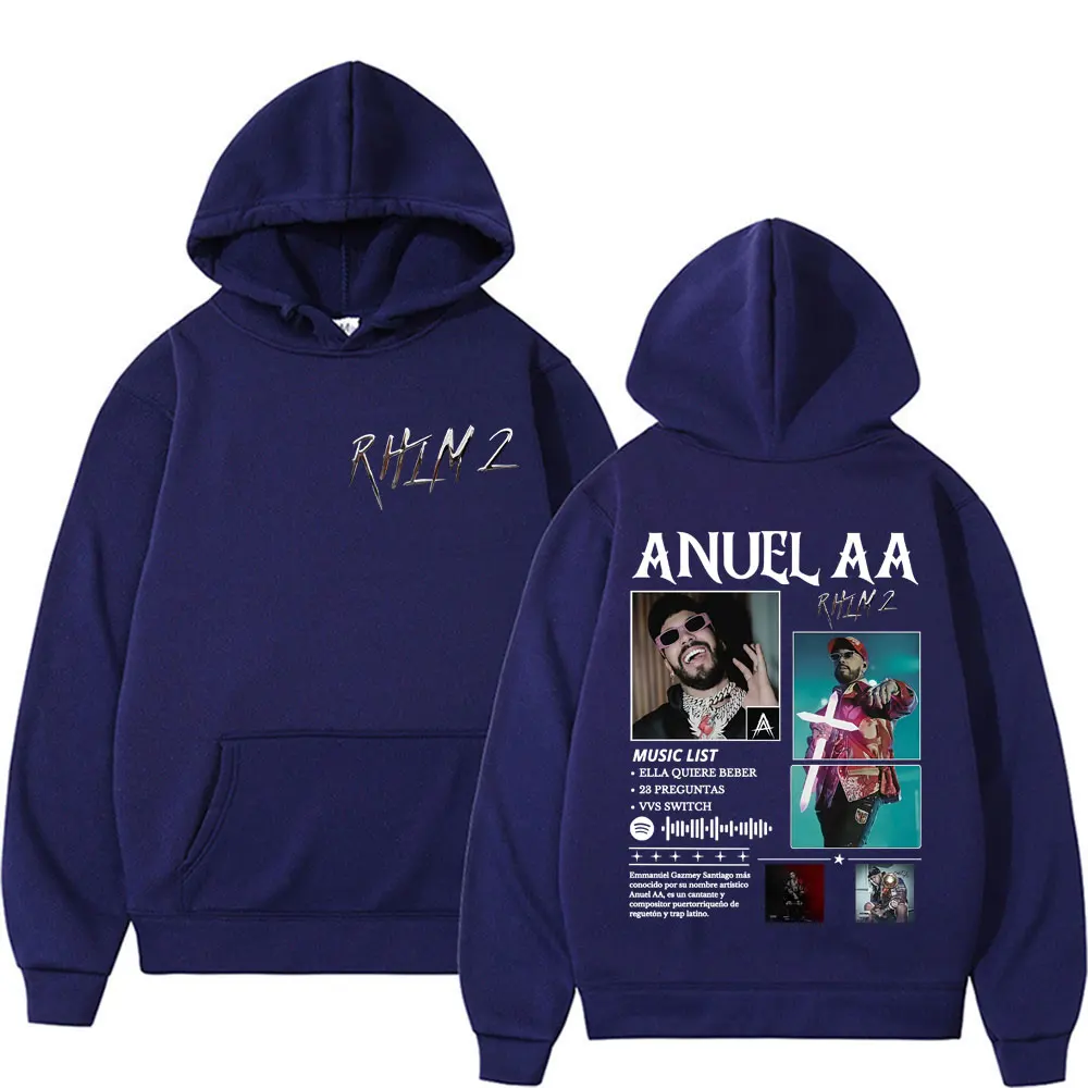 مغني الراب Anuel AA Rhlm 2 ألبوم 2025 البلوفرات Merch الرجال النساء Harajuku موضة خمر هوديس الراحة بلوزات غير رسمية رائجة البيع