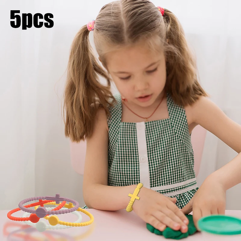 5pcs Simple Cross Bracelet Silicone Thin Bracelets Children\'s Colorful Bracelets