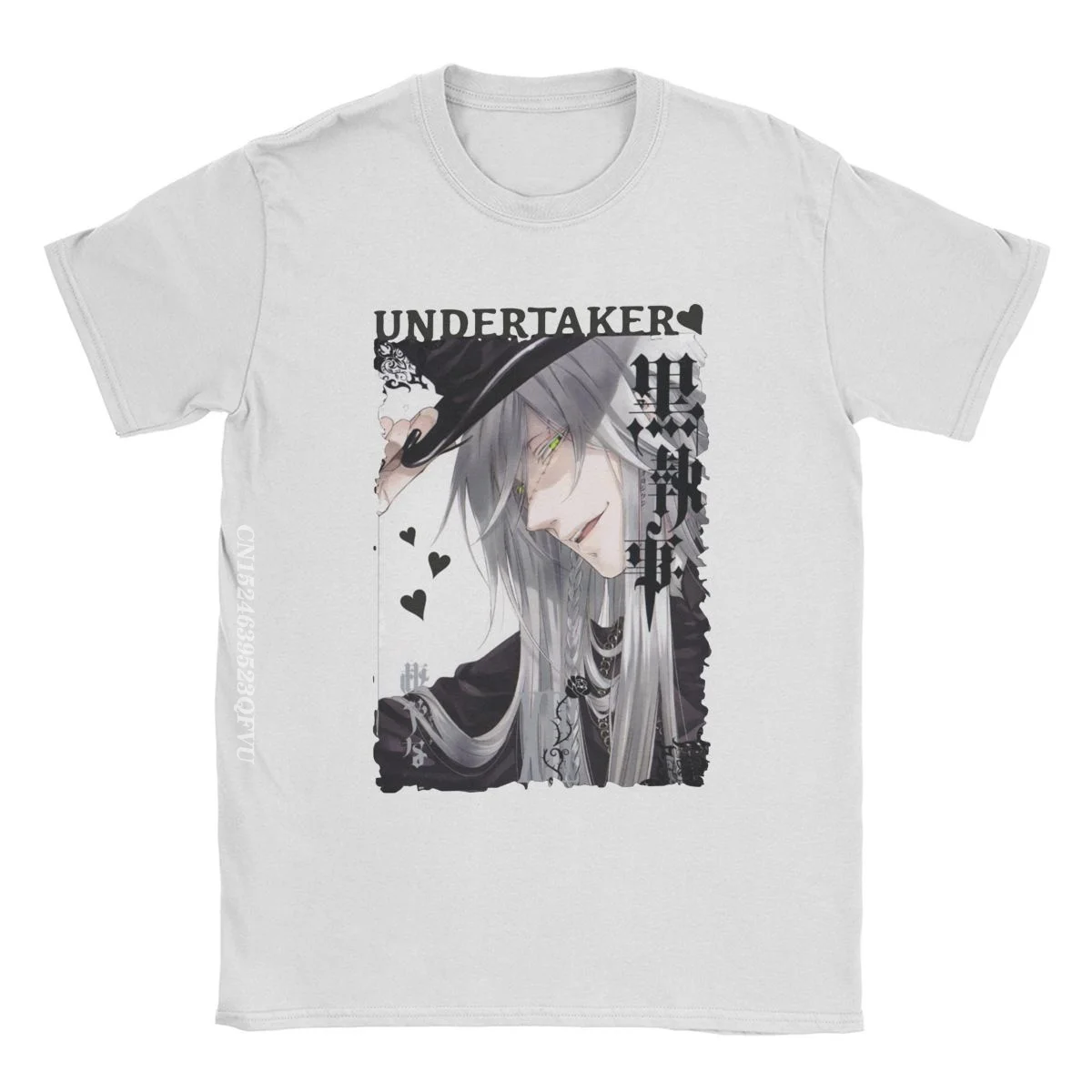 Undertaker Black Butler T-Shirts Men Anime Funny Premium Cotton Tee Shirt Crewneck Harajuku Tshirt Aesthetic Camisas Tops