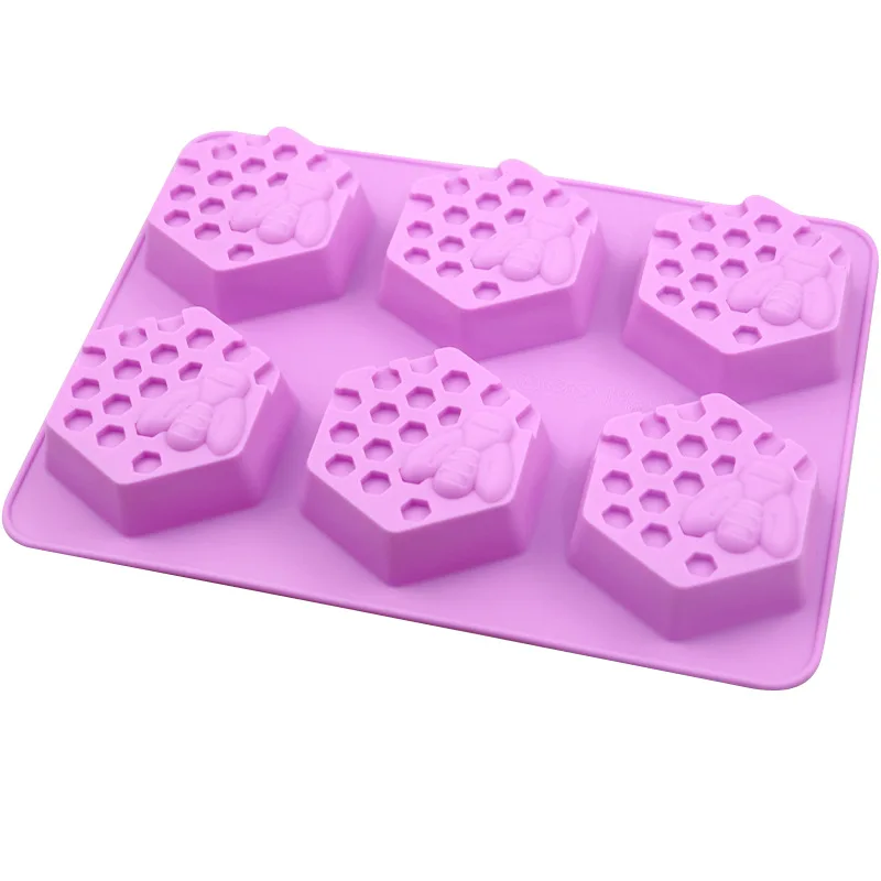 3D Handmade Soap Silicone Mold 6-Piece Bee Shape Silicone Mold DIY Handmade Soap Mold Homemade Honeycomb DIY Cake Mold