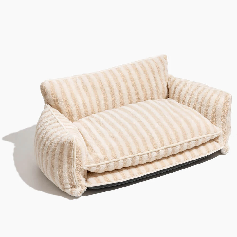 Striped Double Layer Large Dog Sofa Bed Luxury Pet Dog Couch Bed For Custom LOGO Products Pet Accessories