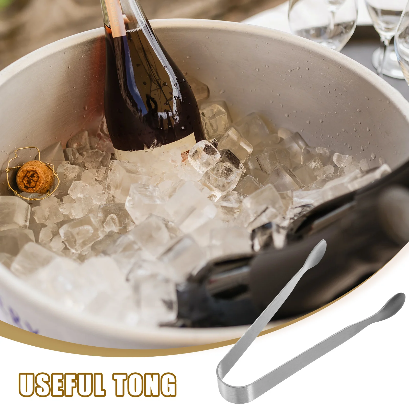 

6Pcs Stainless Steel Mini Sugar Cube Serving Tongs Portable Small Ice Tongs Multipurpose Lightweight for Home Kitchen Party