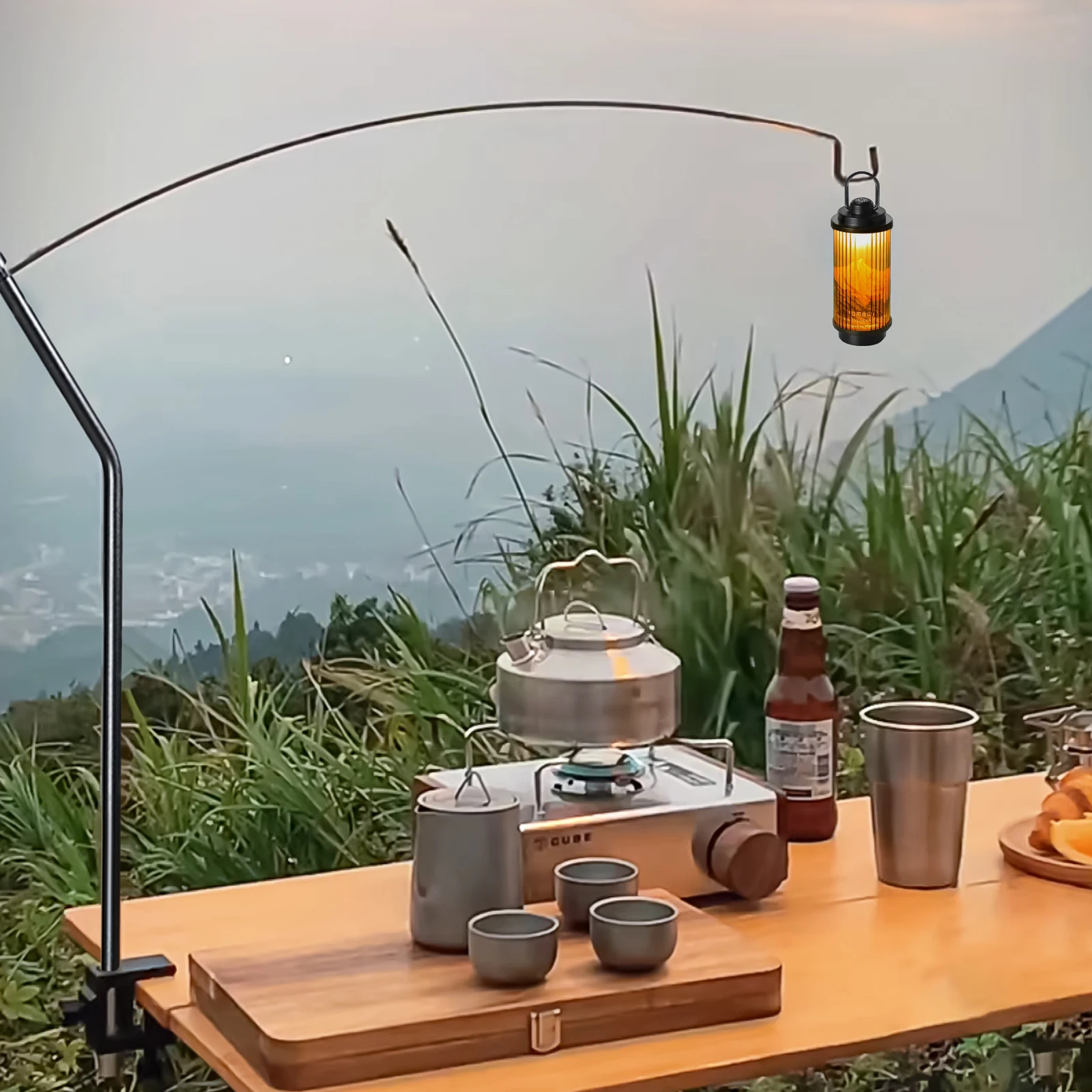 Arc shaped lamp post Camping Tabletop Light Stand Aluminum Alloy Curved Light Stand Light Pole Lighting Rack desktop stand