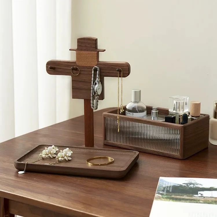 

Wooden entrance door key hook multi-functional desktop perfume storage box, solid wood household sundries