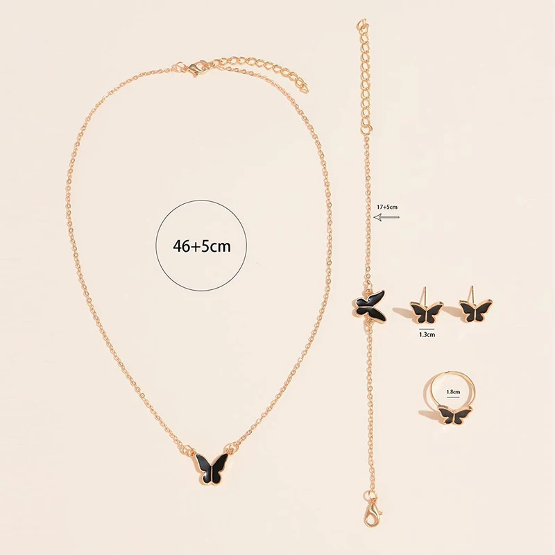 5PCS Hot Selling Fashion Insect Butterfly Jewelry Set Acrylic Animal Ladies Luxury Gold Plated Accessories High Quality