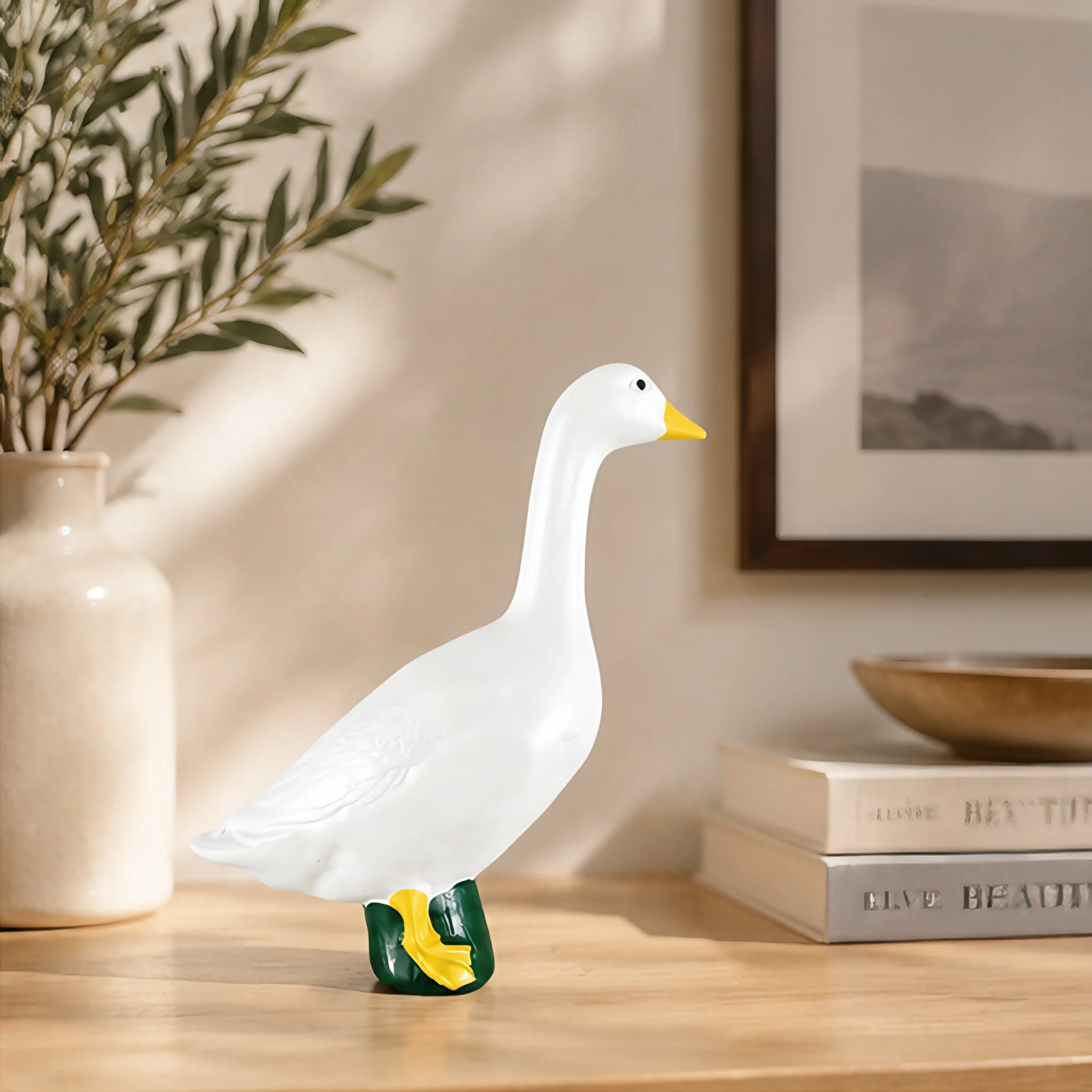 Lustige Gans Statue aus Harz Niedliche Tierfigur Wohndekor Schreibtisch-Ornament Witzige Farmhaus Cottagecore Raumdekoration Geschenk – Detail 1