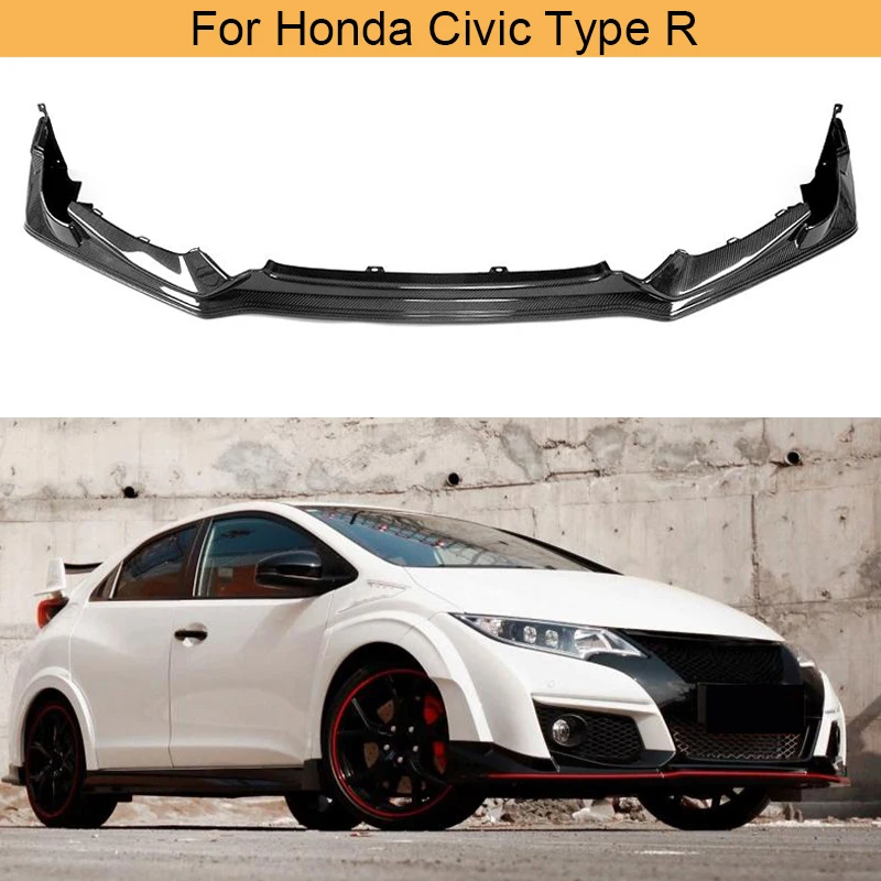 Car Head Front Bumper Lip Spoiler For Honda Civic Type R 2015 2016 Front Bumper Lip Chin Spoiler Protector Carbon Fiber