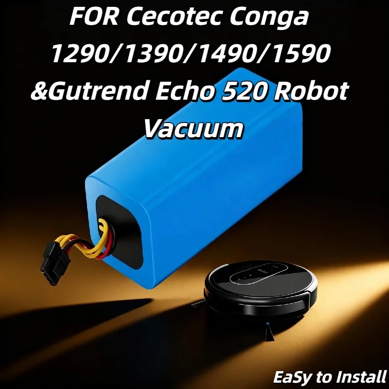 

14.4V 4000mAh Lithium-ion Battery –FOR Cecotec Conga 1290/1390/1490/1590 &Gutrend Echo 520 Robot Vacuum,Rechargeable Spare Part