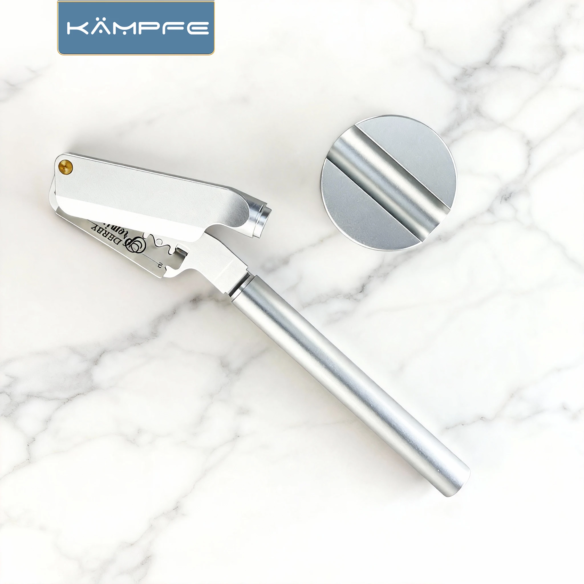 KAMPFE Vintage Straight Razor  Aluminum CNC Machined, Safe & Replaceable Blades for Beard Styling & Grooming