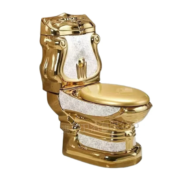 Gold toilet electroplated ceramic super swirl water-saving deodorant luxury toilet