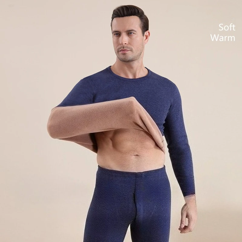 

Men's Thermal Underwear Set Plush Fleece Lining To Lock in Body Heat for Cold Weather Male Thicken Long Hohns Long Sleeve Tops