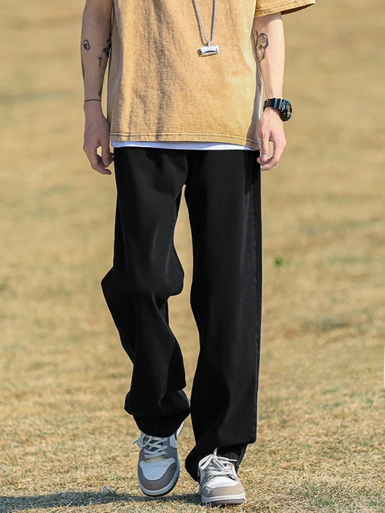 

Мужские джинсы Basic Bla свободного прямого кроя в стиле ретро, модные повседневные брюки со средней посадкой, на молнии, из хлопка, комфортные