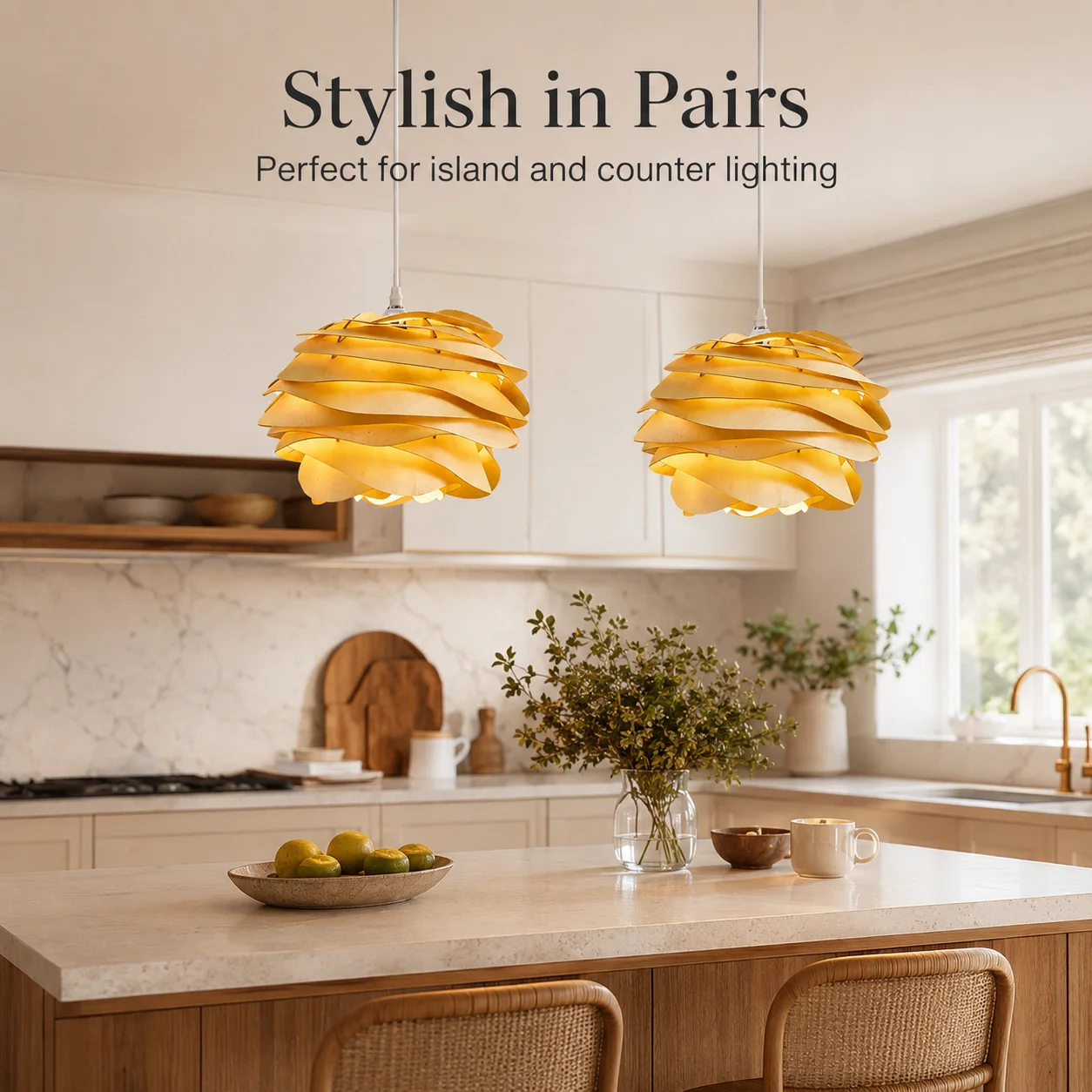 JOYINLED Pack of 1/2 Wabi Sabi E27 Pendant Light, 30cm Modern Petal Ceiling Lamp, 150cm Adjustable Cord for Dining Room Decor