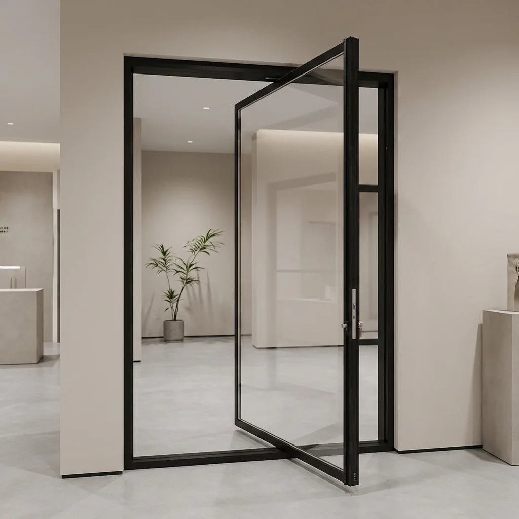 Factory Custom Made Indoor High Quality Pivot Door Fashion Living Room Revolving Doors Noise Reduction Aluminum Glass Doors