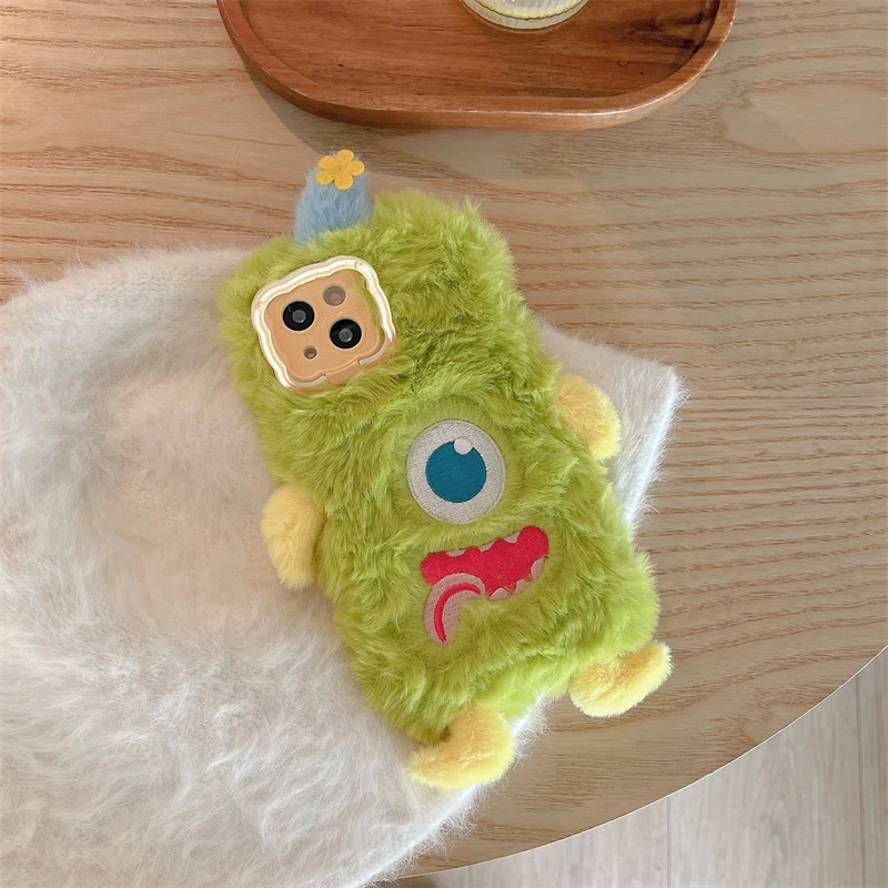 3D Cute cyclops plush phone case For iPhone 16 15 14 13 12 11 Pro Max 14 Plus 15 Plus all-inclusive shock-proof funky Back Cover