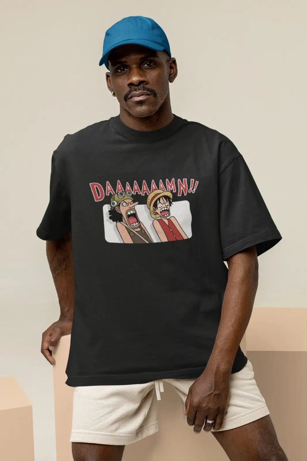 

Унисекс Премиум Негабаритная цельная футболка Damn Аниме Мужская футболка с рисунком Женская футболка с короткими рукавами Свободная одежда Y2k Топы Лето