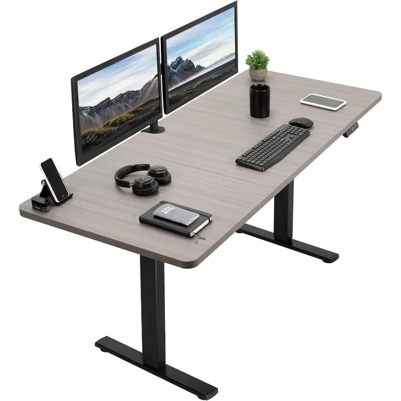 VIVO Electric 71 x 30 inch Standing Desk Workstation, Memory Controller Height Adjustment, 1B Series, Dark Gray Top Black Frame