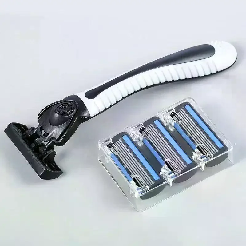 Safety Razor With 3/6/12/18/24/36Pcs 6 Layer Stainless Steel Shaving Cartridges For Men Women Hair Removal Shaving Smooth