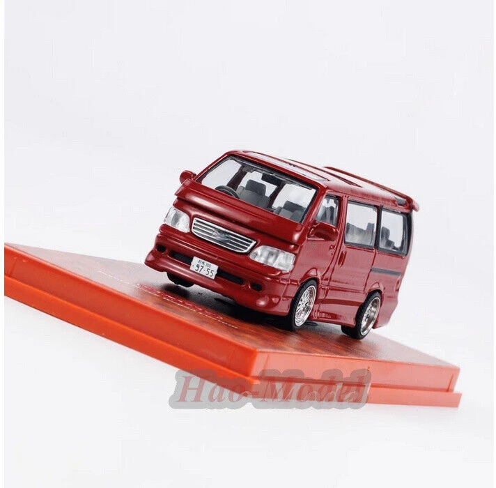 Tarmac Works 1/64 dla Toyota Hiace Wagon Model samochodu aluminiowe zabawki symulacyjne samochodu chłopcy prezenty urodzinowe Hobby wyświetlacz ozdoby czerwony