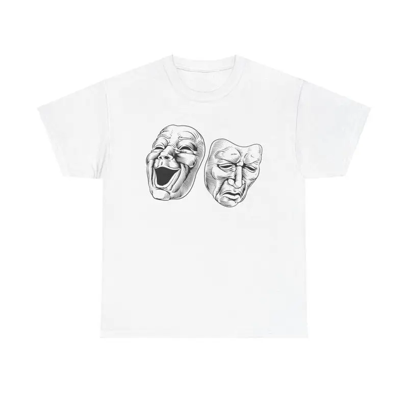 Dual Drama T Shirt theater acting comedy tragedy aesthetic minimal emotion art