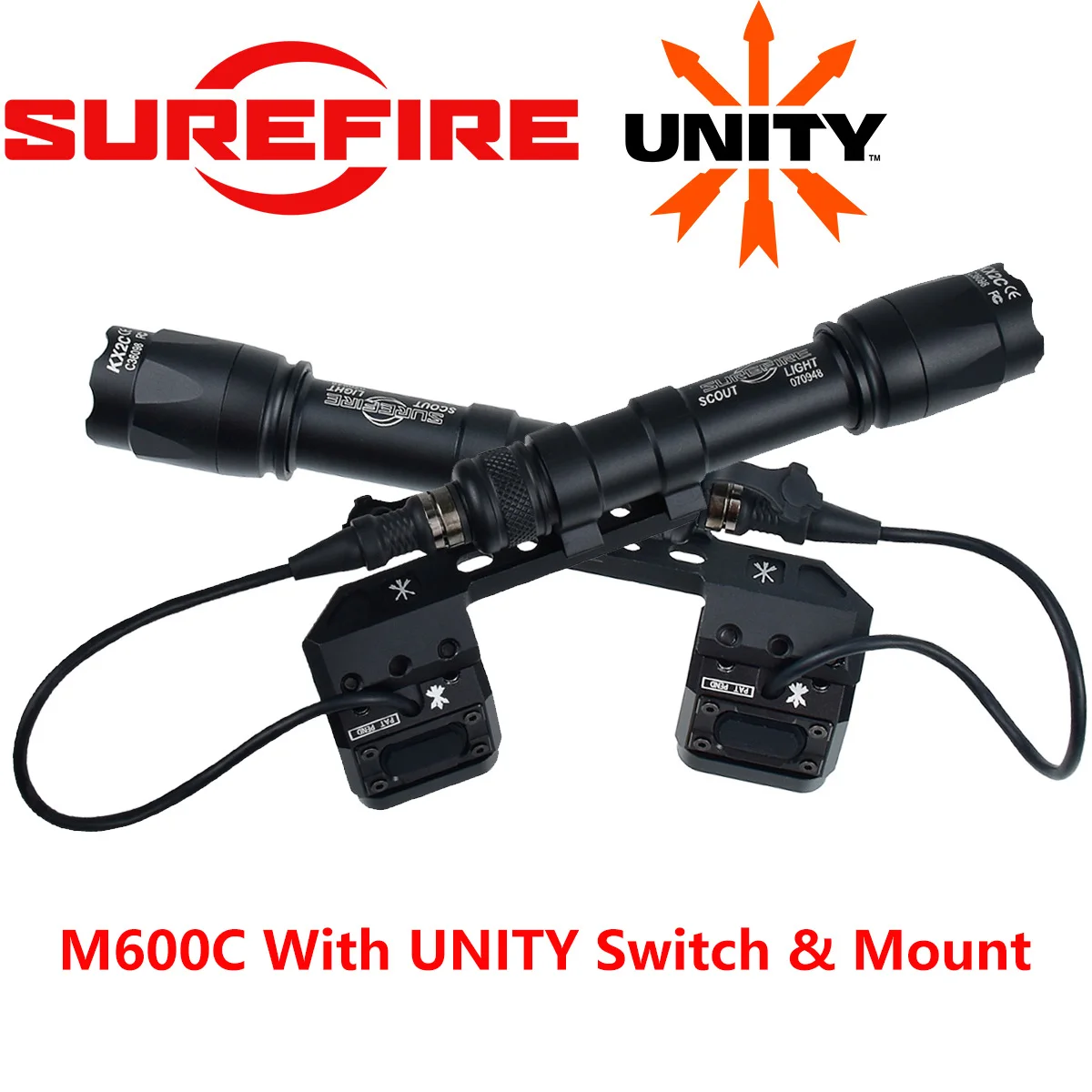Lampe torche tactique Surefire M300 M600 pour fusil AR15, avec support UNITY, interrupteur à pression à distance, lampe pour armes de chasse