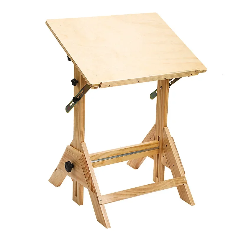 Art painting table Solid wood painting table, adjustable height tilt Lifting studio Oil painting  Engineering drawing