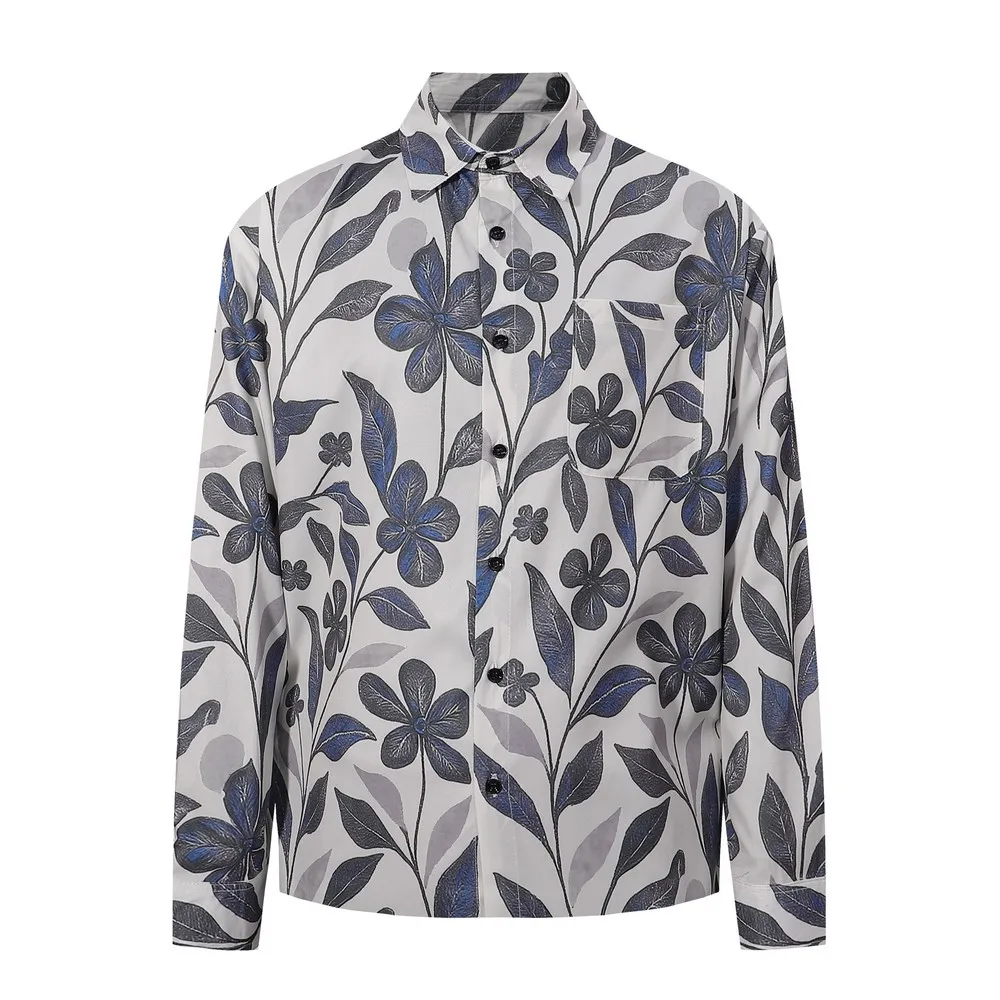 

Гавайские пляжные рубашки с длинными рукавами и принтом Desgin Plants Harajuku, мужская и женская блузка, уличная одежда, топы на пуговицах Aloha, зима-весна