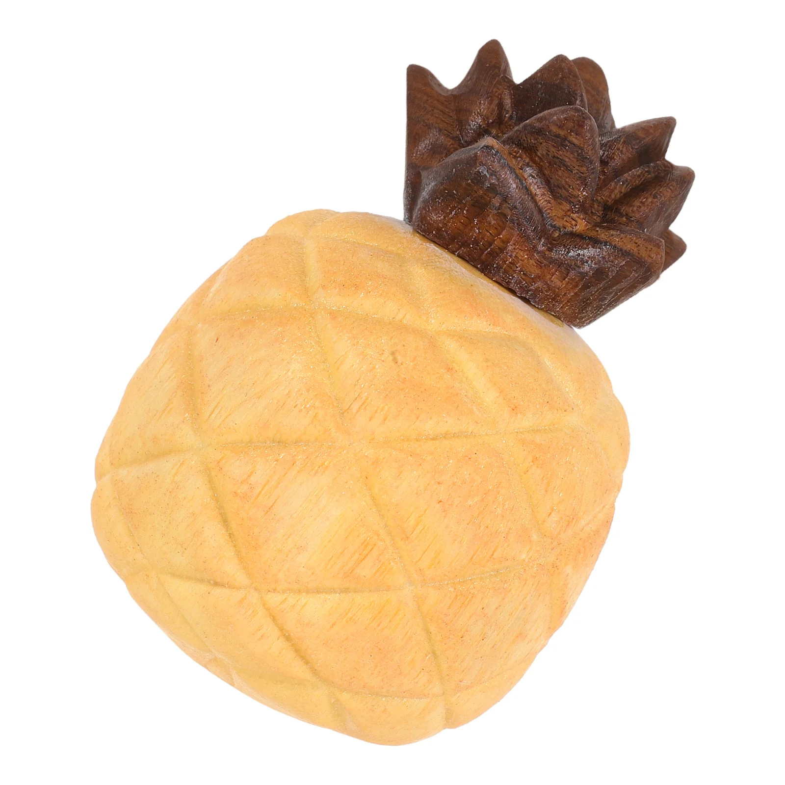 

Wood Carved Pineapple Home Decor Solid Wood Sculpture Fake Fruit Desktop naments Figurines Craft Decorative Mini PineappleFruit