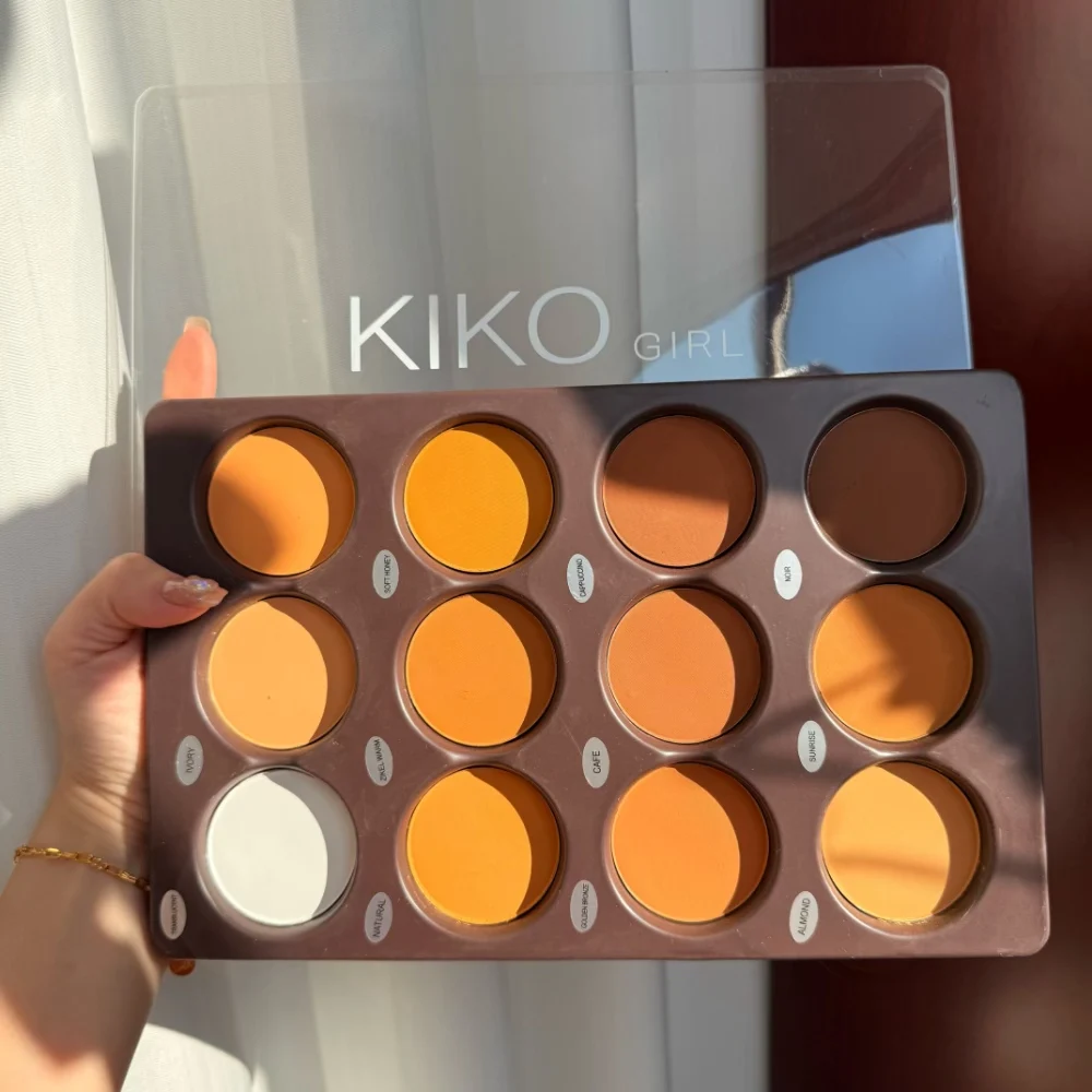 Paleta de contorno de maquillaje Kiko Original, 12 colores, bronceador facial, resaltador, escultura facial, paleta de contorno mate