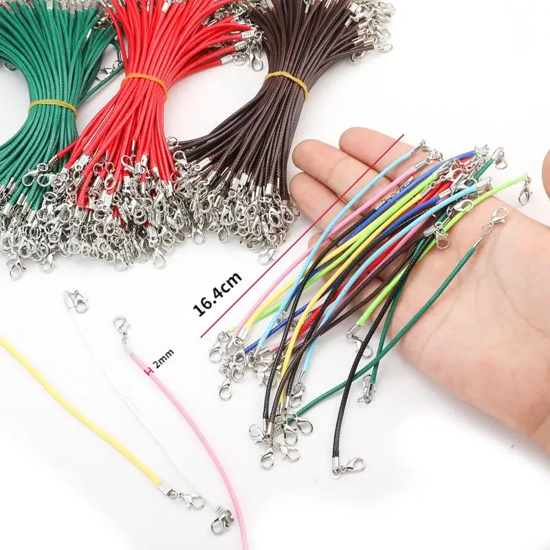 10 Stück Wachsseil-Lanyards 2mm 16cm Doppelkarabinerhaken für Selbstgemachte Modellpuppen-Anhänger Bastelzubehör – Detail 7