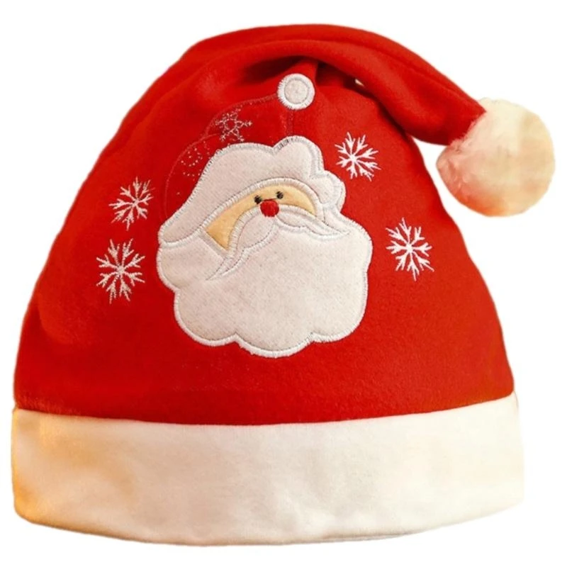 

39BD Christmas Santa Hat for Holiday Lovely Reindeer Santa Hat for Adult All Age Bobble Hat Party Props Festival Headwear