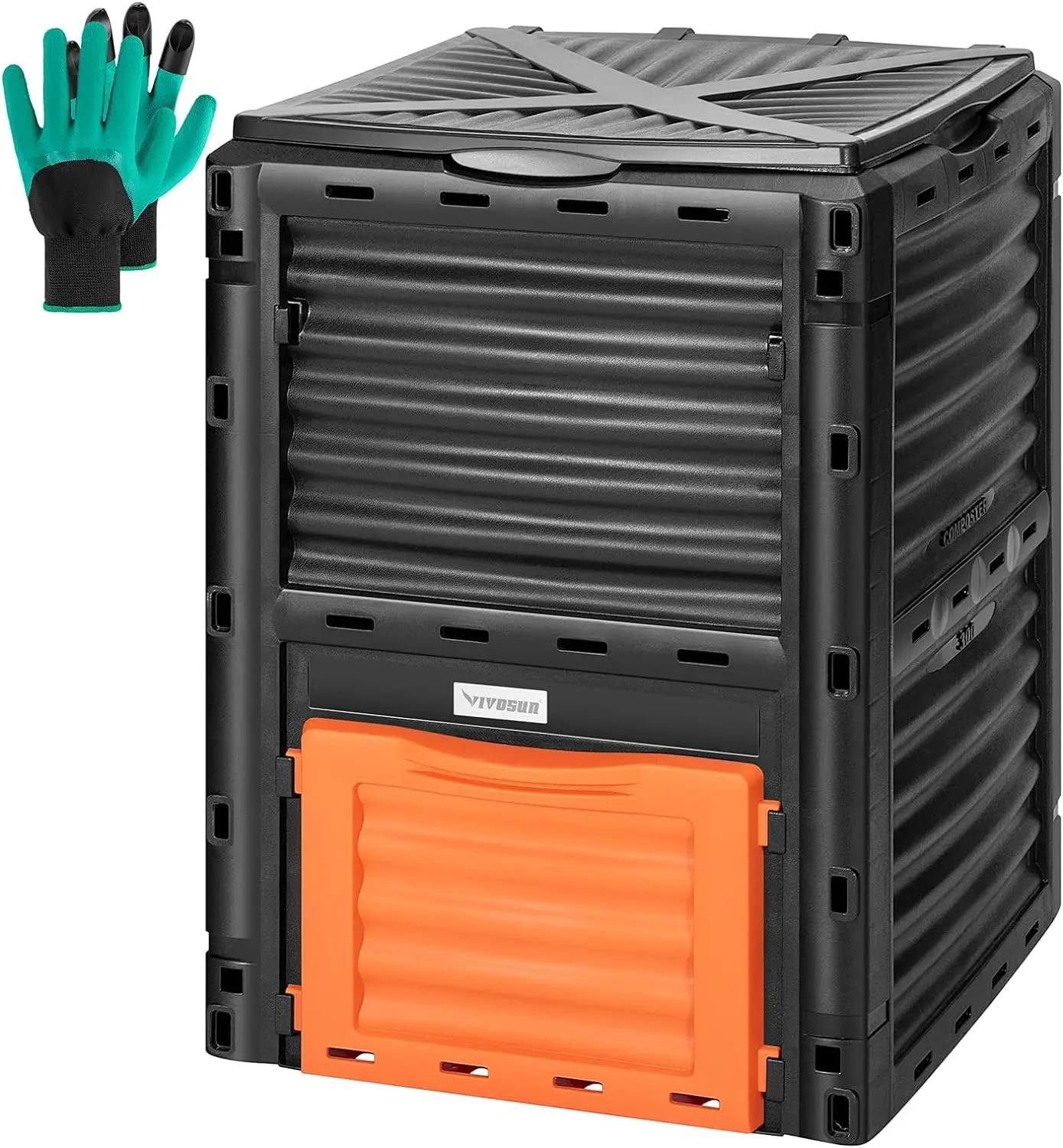 

Compost Bin 80Gallon (300L), Outdoor Composter W/Large Capacity & Easy Assembling