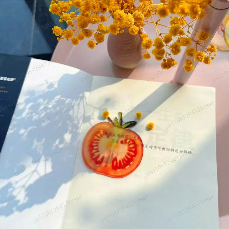 Transparent Acrylic Tomato Bookmark | Cute Exquisite Reading Mark | High-End Student Gift & Stationery
