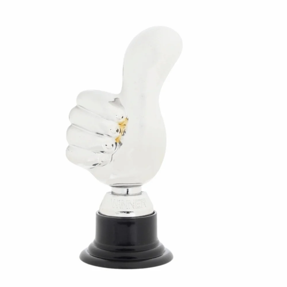 Large Size Thumbs Up Trophy Semi-Circular Base Plastic Material Plastic Trophies Gold Color Electroplating Finish