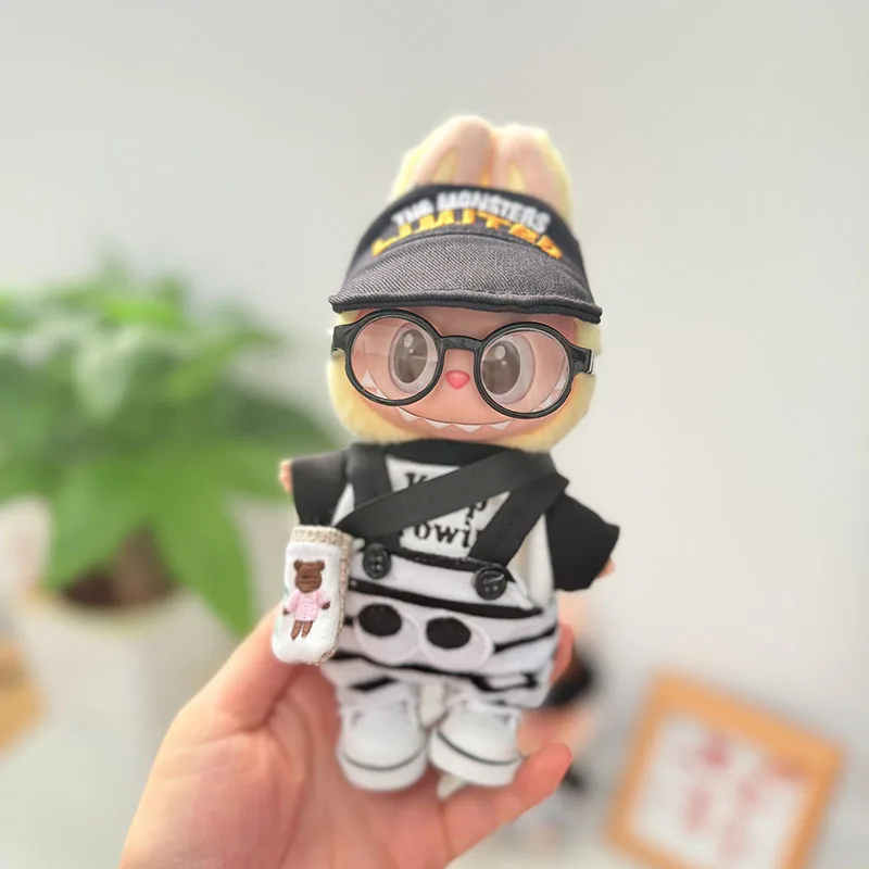 

17cm Labubu 1-3 Gen Doll Outfits | Black & White Cool Kid Set Trendy | Clothes for Labubu Pendants Accessories