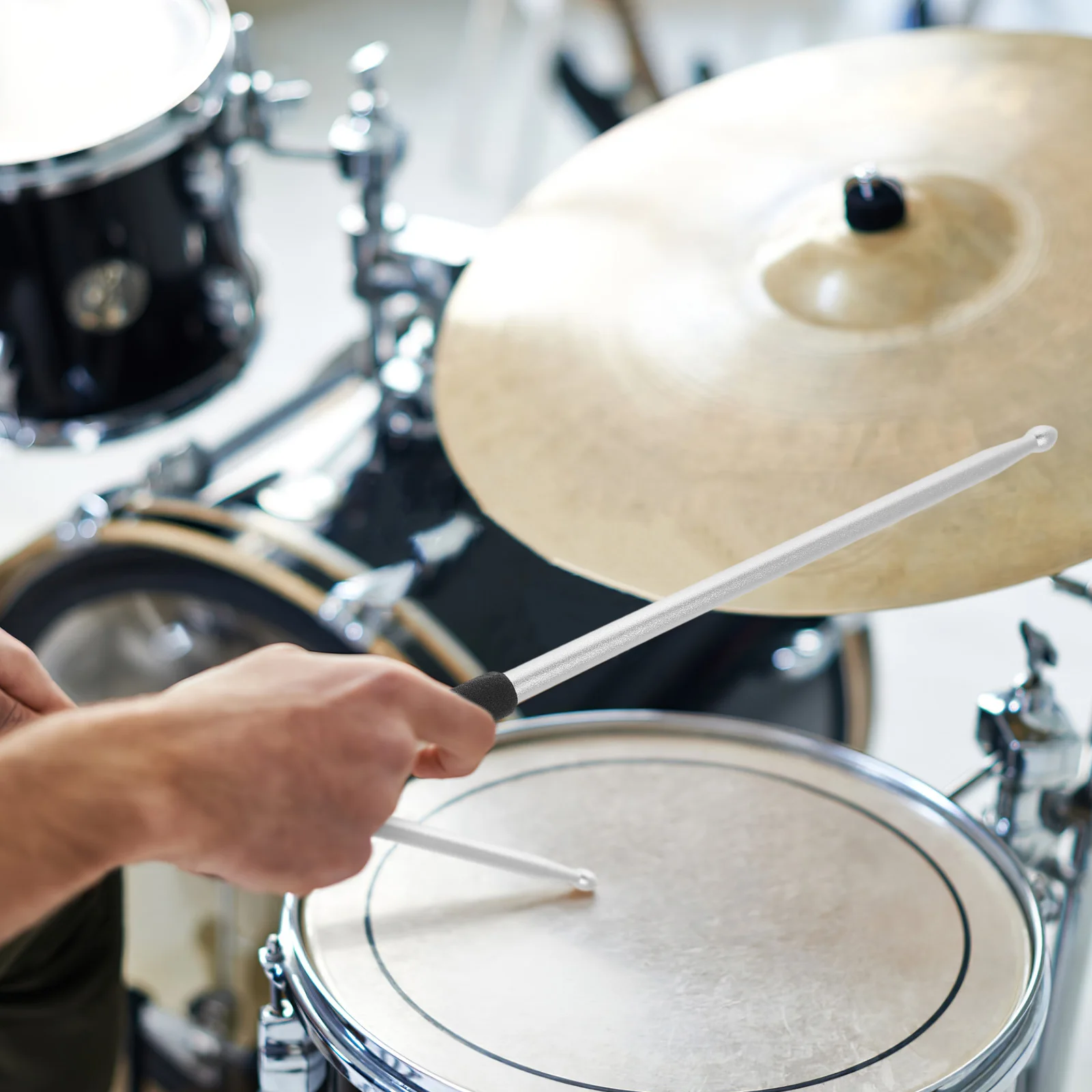 1 Pair Aluminium Alloy Drumsticks Lightweight Portable Sturdy Solid For Drums Percussion Practice Music Performance Replacement