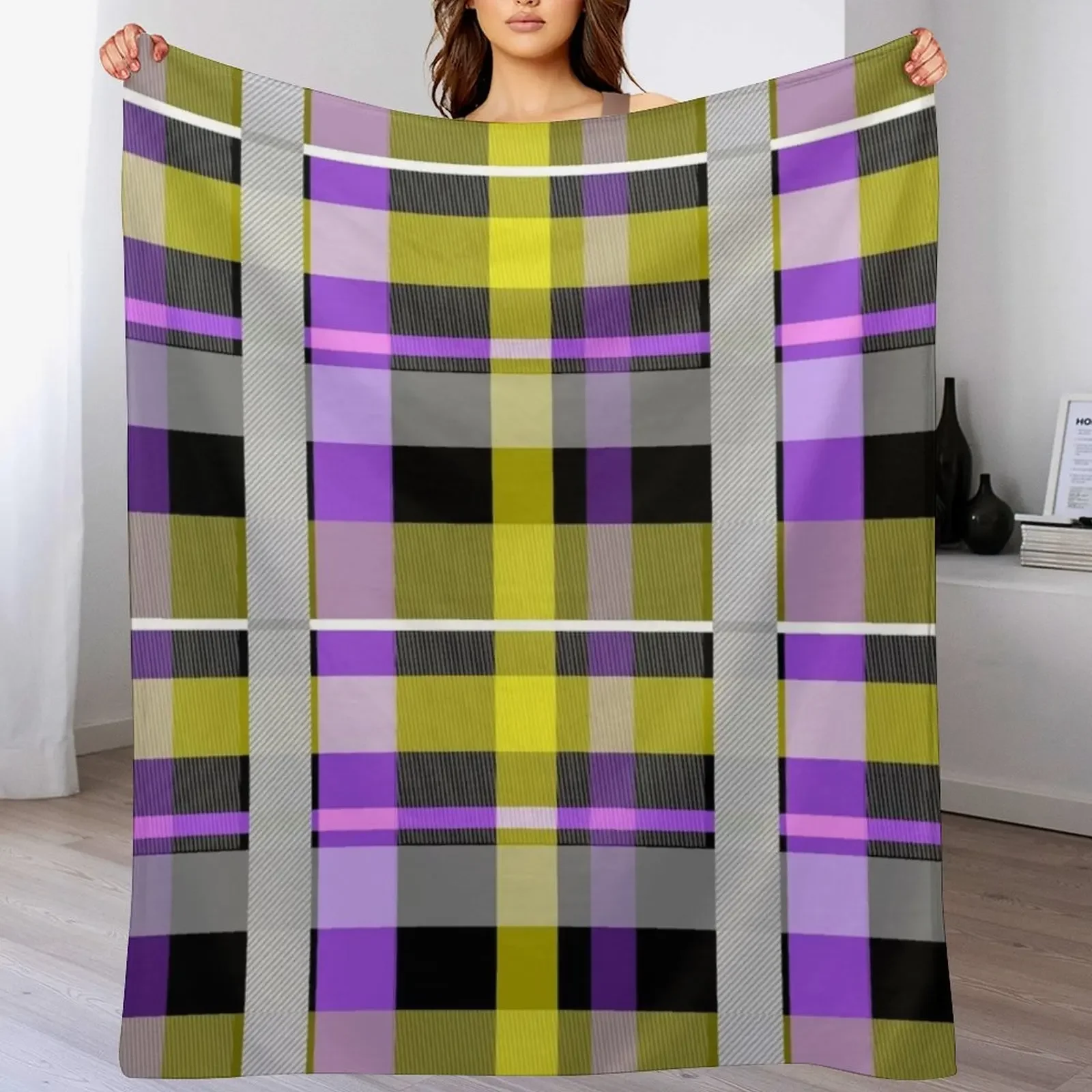 

nonbinary flag check Throw Blanket Decorative Sofa Cute manga Plush Blankets