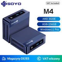 SOYO M4 Mini PC with AMD 3020E CPU 8GB DDR4 RAM 256GB M.2 SSD, Mini Desktop Computer Support Dual 4K USB3.2 Win11 Pro for Office