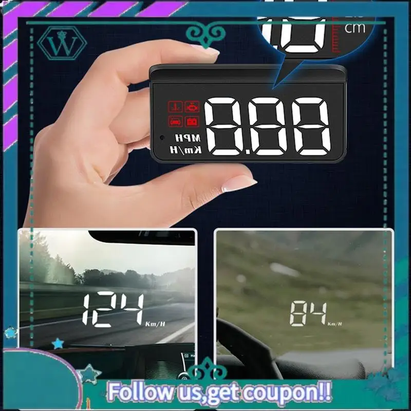 Upgraded Enhanced Vehicle Monitoring With M3 OBD2 HUD: Speedometer, Temp & Voltage Display With KMH/MPH And Integrated Alarms