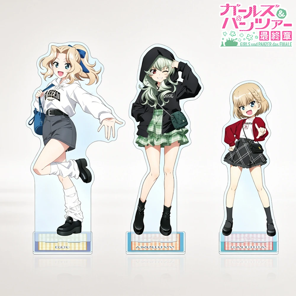 Anime Girls Und Panzer Das Finale Acrylic Stand Keychain 15cm Anchovy Cartoon Figure Desktop Decor Kawaii Fans Gift