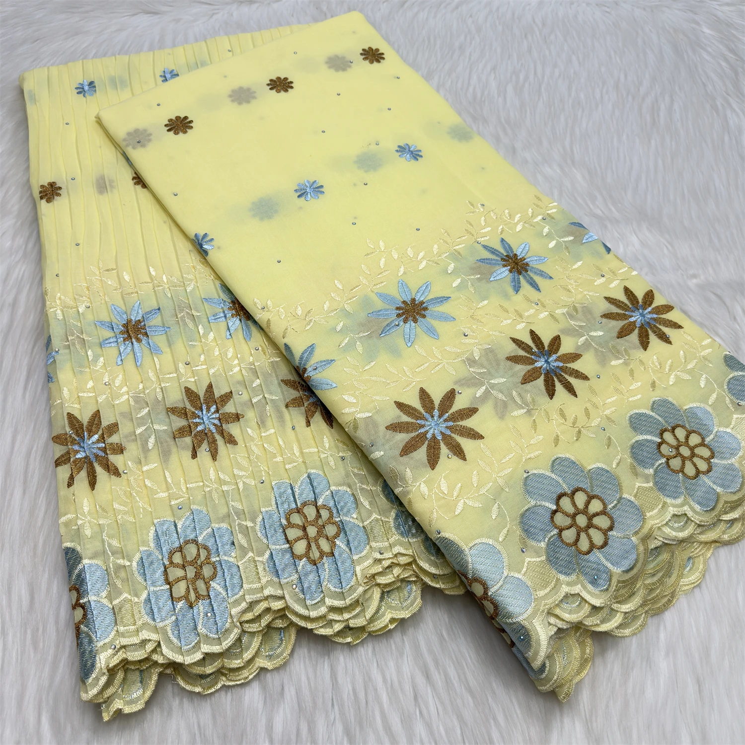 

5 + 5 ярдов африканская складная швейцарская вуаль с камнем кружевная ткань 2025 Высокое качество нигерийский полиэстер хлопковая ткань с вышивкой женская свадебная ткань