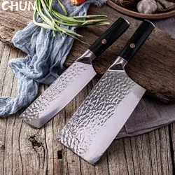 67 Layer Damascus Steel Blade Cleaver Knife 9Cr18mov Nakiri Knife Hammer Pattern Stainless Steel Kitchen Knife Sets Cooking Tool